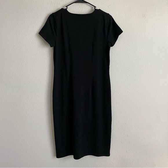 Talbots Embroidered V Neck Short Sleeve Cotton Shift Dress Black White Medium - Picture 5 of 7